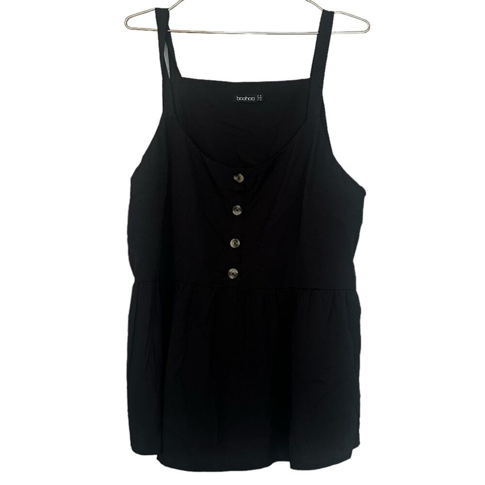 Boohoo Black Sleeveless Peplum Blouse - Size 18
